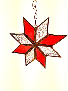 Red and Clear Glass Snowflake