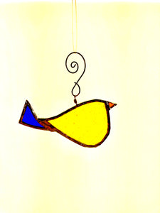 Yellow Bird with Blue Tail