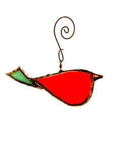Red Bird with Teal Blue Tail