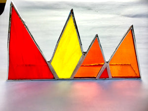3D Red, Orange, Yellow Mountain Range